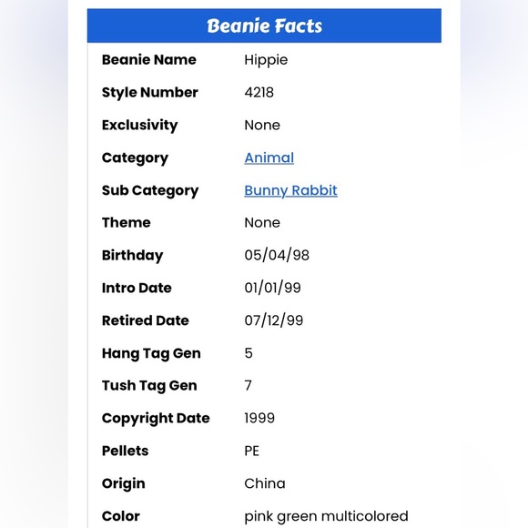 Ty “Hippie” 1998 Plush Bunny - Picture 7 of 8